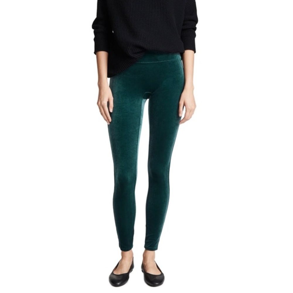 SPANX Emerald Green Velvet Leggings Size Large